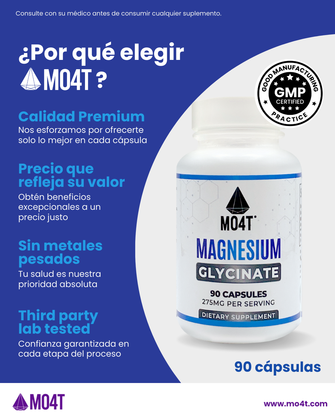 MAGNESIO - Aliado para el sueño y salud del corazón (90 cápsulas)